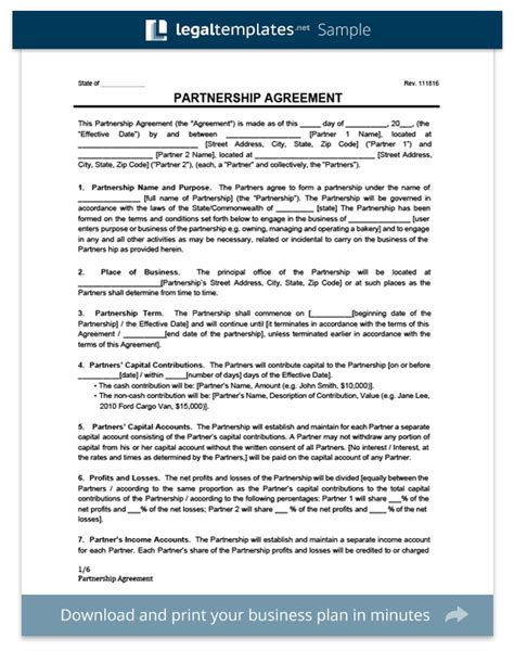 Partnership Agreement Form 的图像结果