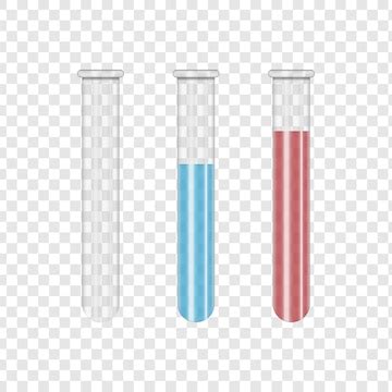 Test tubes with different liquid levels isolated on a transparent ...