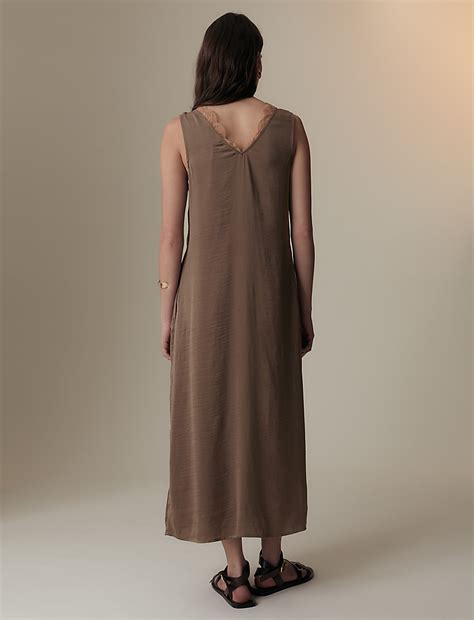 Buy Satin Lace Insert Midi Tea Dress at Marks & Spencer