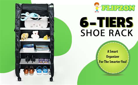 FLIPZON Multipurpose 6 Shelves/Layer Shoe Rack Organizer with Wheels ...