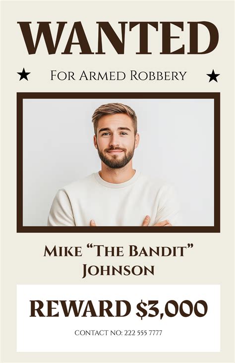 Free Printable Wanted Poster Template to Edit Online