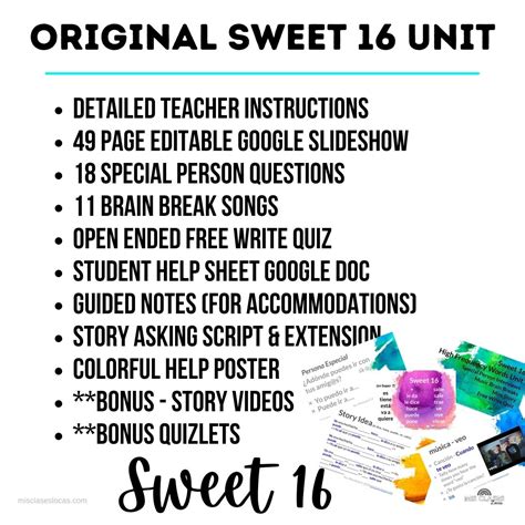 Sweet 16 Spanish Present Bundle - Mis Clases Locas