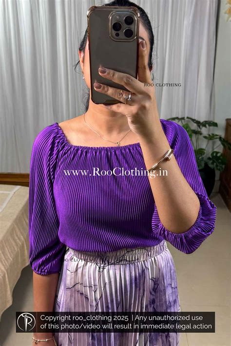 Micro Pleated Royal Purple Elastic Neckline Top – ROO CLOTHING