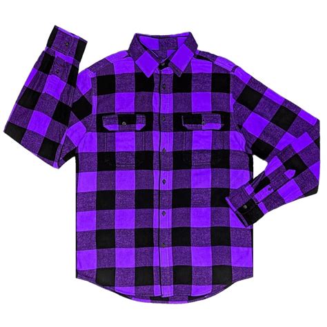Men's Purple Flannel Purple and Black Buffalo Plaid Shirt Lumberjack ...