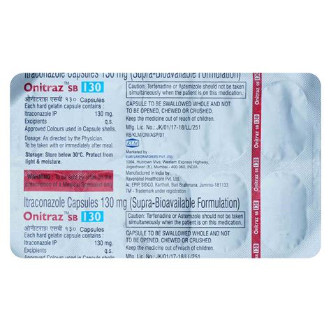 Onitraz SB 130 Capsule | Uses, Side Effects, Price | Apollo Pharmacy