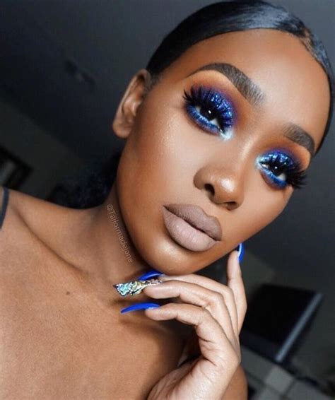 dark skin blue makeup