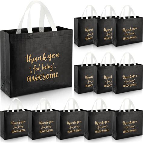 Amazon.com: 50 Pcs Glossy Thank You Gift Bag with Handles 8 x 4 x 10 ...