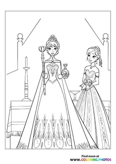 Frozen Elsa and Anna Coronation - Coloring Pages for kids | Printabl