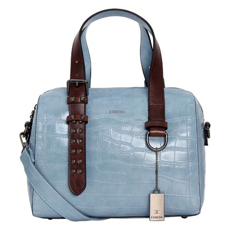Buy ESBEDA Sky Blue Color Solid Pattern Mini Duffle Croco Handbag For ...