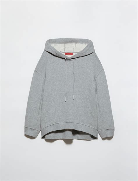 Oversized cotton-fleece hoodie, melange grey | MAX&Co.