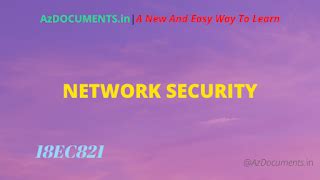 NETWORK SECURITY (18EC821)