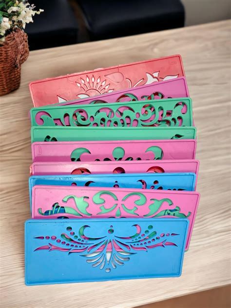 Buy SESONBY (Set of 12) Rectangle Small Size Big Jali Rangoli Making ...