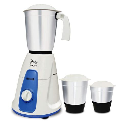 Buy Inalsa Polo 550W Mixer Grinder with 3 Jars, White/Blue Online at ...