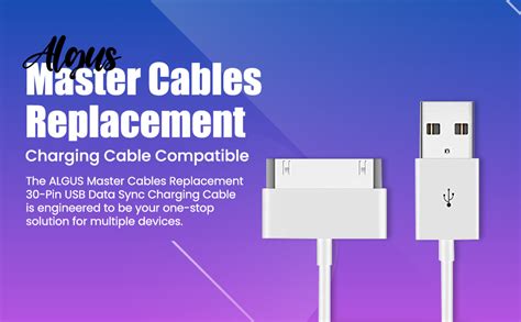 ALGUS Master Cables Replacement 30-Pin USB Data Sync Charging Cable ...
