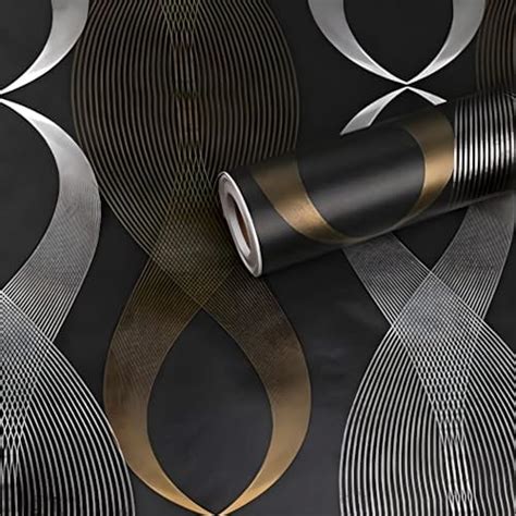 JAAMSO ROYALS Black Decoretive Lines Wallpaper - Self Adhesive, Water ...
