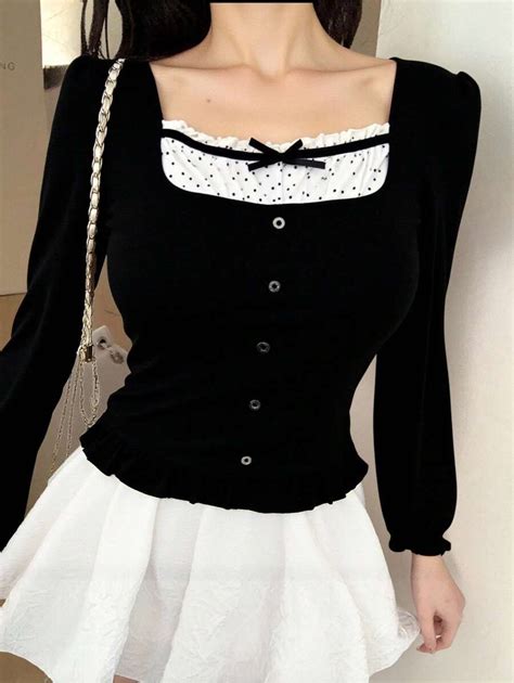 DAZY Women Casual Color Block Bow Short Sleeve T-Shirt Cute Top ...