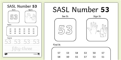 SASL Number 53 Activity Worksheet