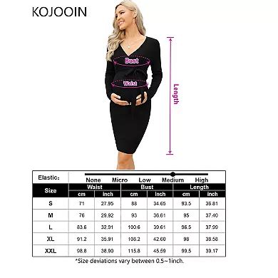 Maternity Ribbed Knit Long Sleeve Wrap V Neck Bodycon Fall Casual ...