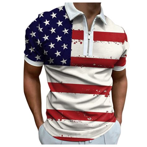 Ramiter Red White And Blue Shirts for Men Men's American Flag Shirts ...