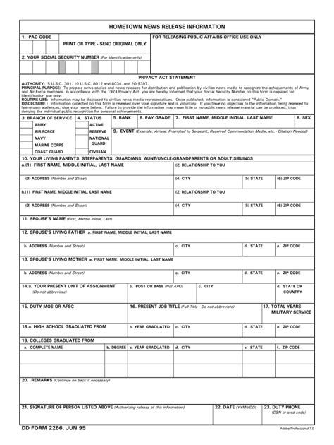 1995 Form DD 2266 - Blank Fillable Template | Fill Out, Print ...