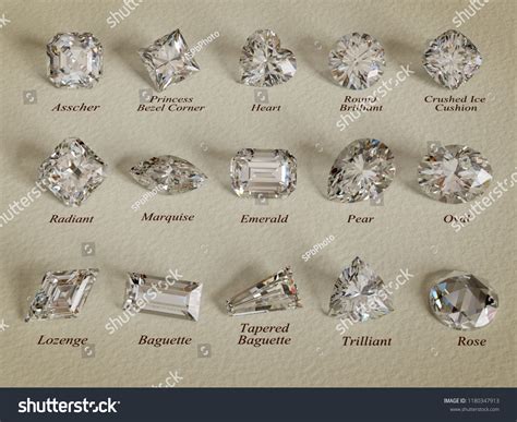 Fifteen Popular Diamond Cut Shapes Names Stock Illustration 1180347913 ...
