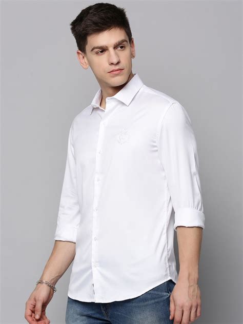 Buy SHOWOFF Mens Spread Collar White Self Design Shirt Online