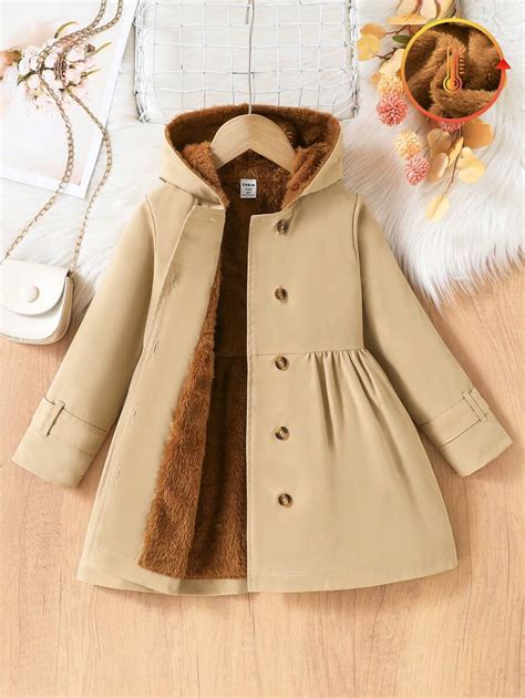 SHEIN Vintaside Kids Casaco de Inverno para Menina Jovem, Cor Cáqui ...
