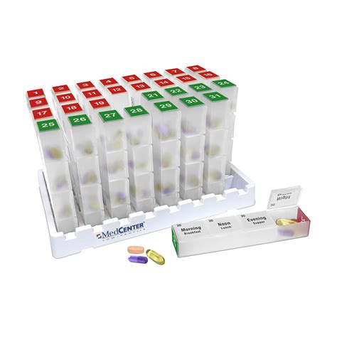 Monthly Medication Organizer for Drawer or Lock Box with 31 Pill Boxes ...