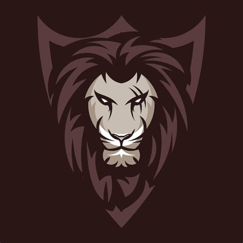 Lew zwierząt maskotka głowa wektor ilustracja logo | Wektor Premium