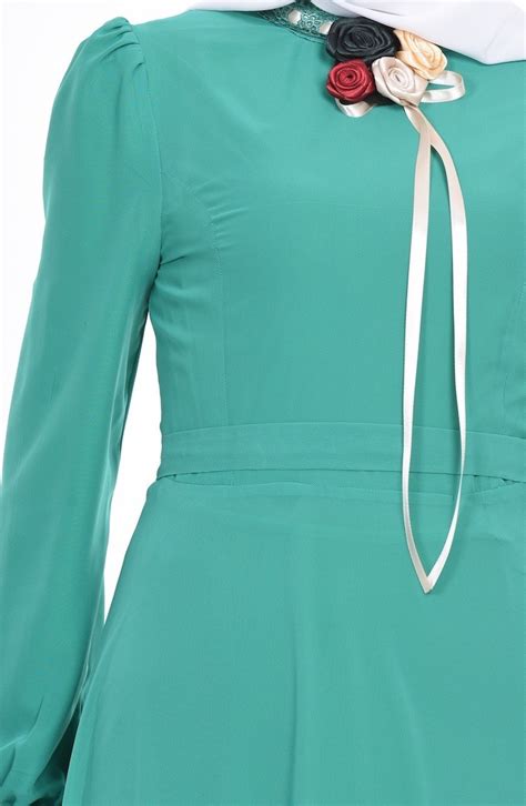 Green Almond Hijab Dress 4101-07 | Sefamerve