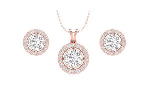 Round Halo Solitaire Jewellery Set For Girls | Orionz Jewels