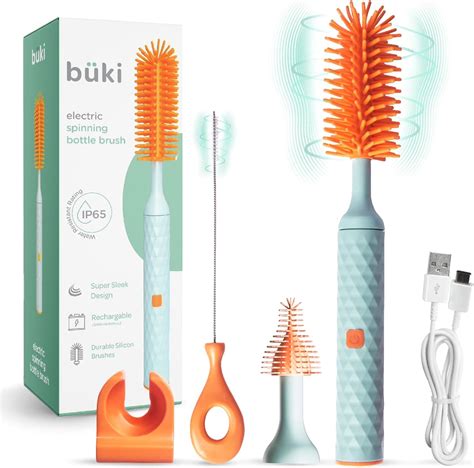Amazon.com: Büki Electric Baby Bottle Cleaning Brush Set - Rechargeable ...