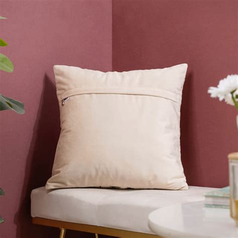 Valencia Mirrorwork Velvet Cushion Cover Green 16 x 16 Inch