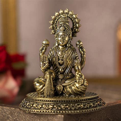 Brass 4 Armed Lakshmi Idol (4 Inch)