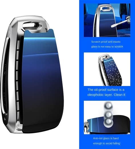 Buy QZSMF Aluminum Alloy Color-Changing Glass Car Remote Key Case, for ...