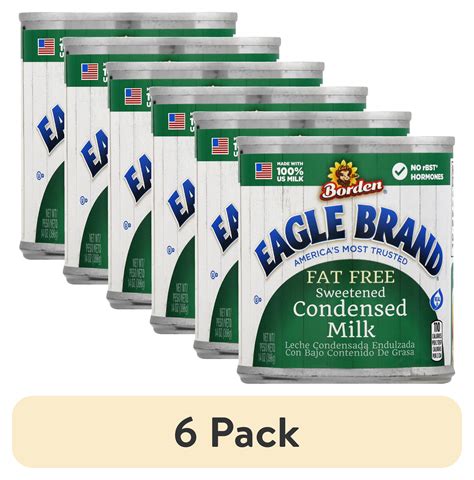 (6 pack) Eagle Brand Fat Free Sweetened Condensed Milk, 100% US Milk ...