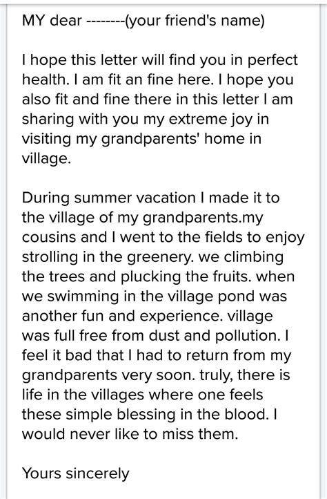 Write a letter to your cousin telling him how you spent your summer ...