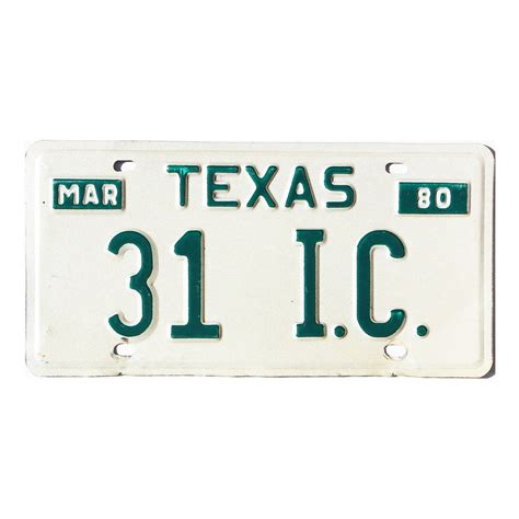 1980 Texas Vanity License Plate #31IC | Fun Collectibles