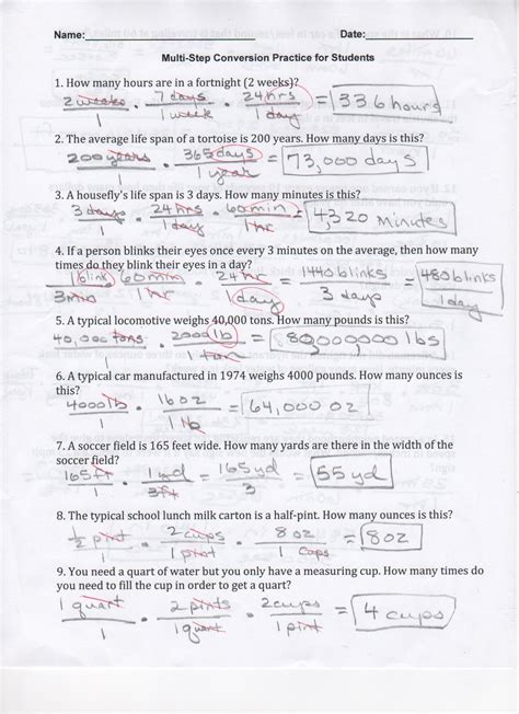 Image result for Dimensional Analysis Worksheet with Answer Key