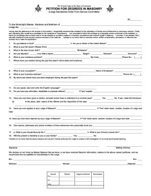 2013-2026 Form LA Petition for Degrees in Masonry - Blank Fillable ...