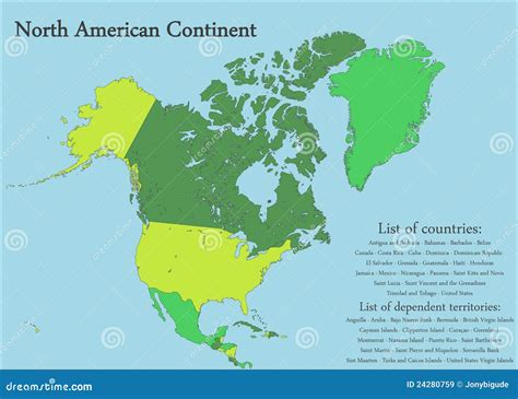 North American Continent Map Royalty Free Stock Images - Image: 24280759