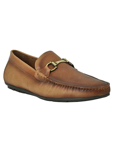 Men Camel Perforated Loafers – ShoeTree