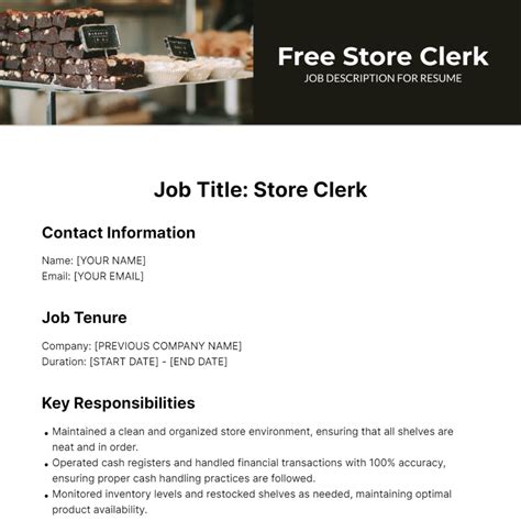 Food Store Clerk Job Description at Marcus Dacomb blog