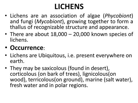 SOLUTION: Lichens, Occurrence, lichen Components, Morphology of lichens thallus, Reproduction in ...