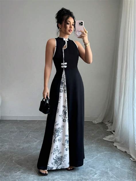 Calvaya French Style Graceful Woven Stand Collar Buttoned Sleeveless ...