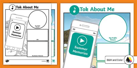 Tok About Me Back to School Summer Reflection Worksheet