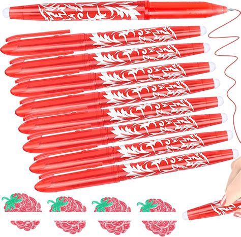 8 Erasable Pens Red Pens, Rub Out Pens Red Ink Eraser Pen set, Erasable ...