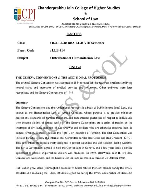 IHL Unit-2 - E NOTES FOR INTERNATIONAL HUMANITARIAN LAW - & School of ...
