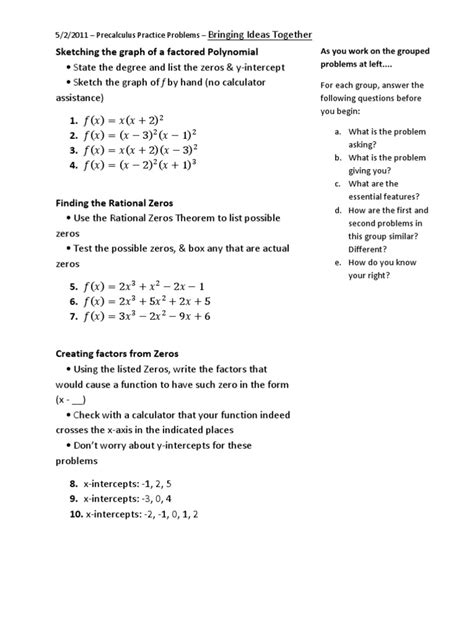 Image result for Precalculus Practice Problems Printable