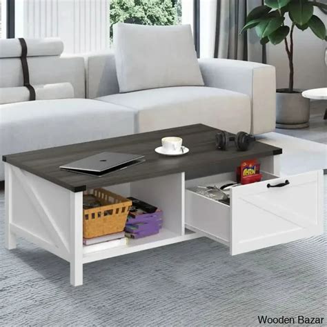 Learoyc 46" 4 Legs Rectangular Coffee and center Table With Storage An ...